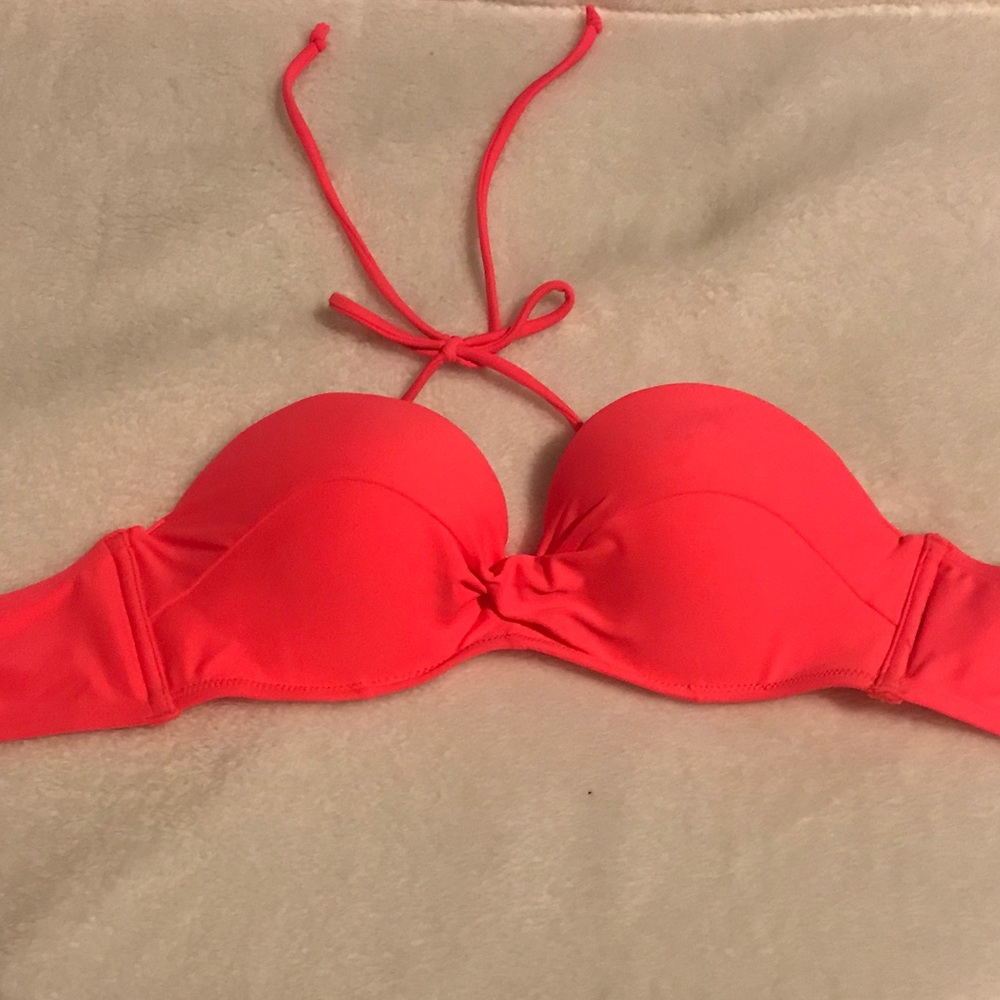 Hollister Coral Medium Push-Up Bikini Top NWT